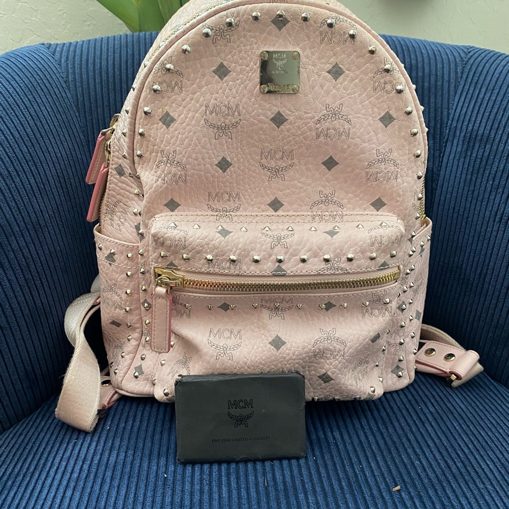 MCM Pink Studded Backpack